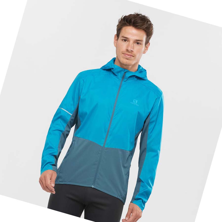 Chaquetas Salomon AGILE WIND WINDBREAKERS Hombre Azules | MX 3266GSO